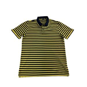 G/Fore Mens Large Yellow & Black Stripe Golf Polo‎ Shirt Short Sleeve Collar L
